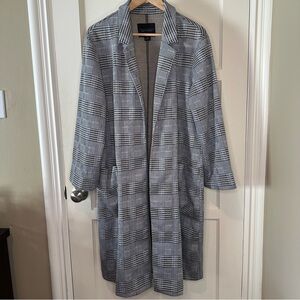 Sanctuary Plaid Long Open Front Duster Coat - Size XL
